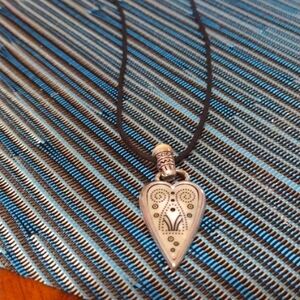 Brighton Ivory Coast Black Cord Reversible Heart Necklace